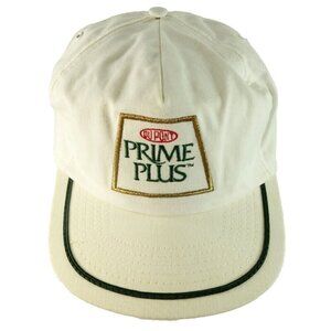Du Pont Prime Plus Vintage Hat Cap White Green w Sweatband Leather Strap Back